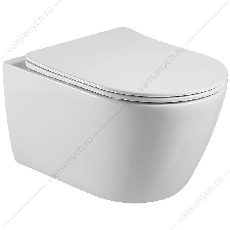 Унитаз безободковый подвесной БЕТТА, тонкое сиденье микролифт, AQ1253W-00