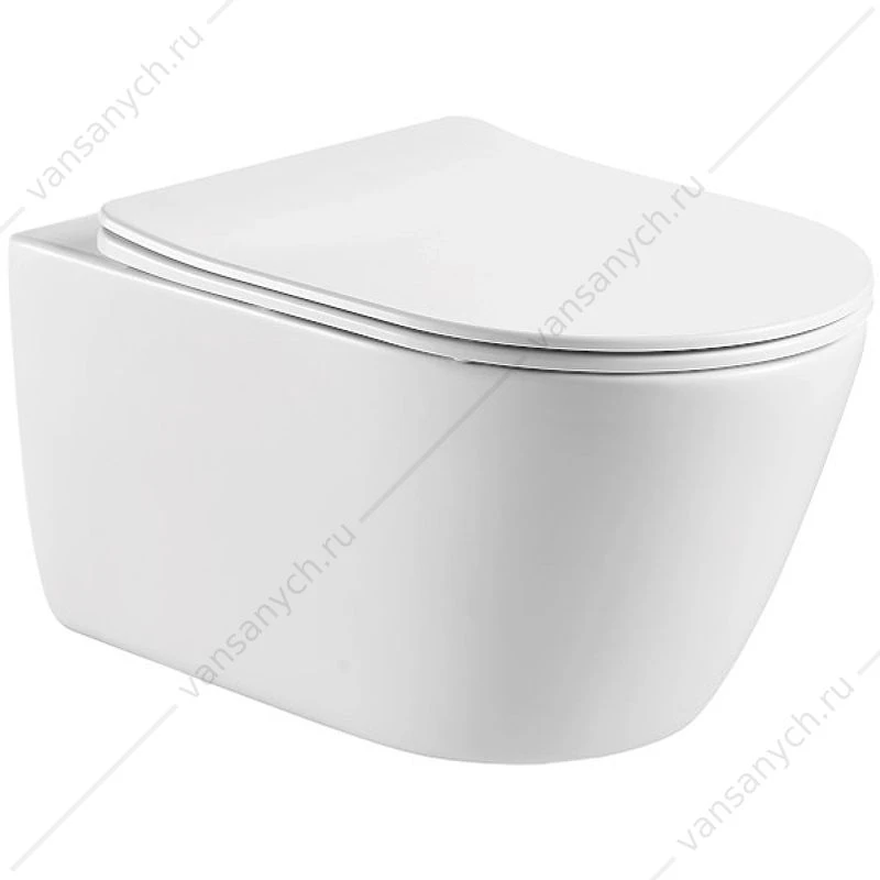 Унитаз безободковый подвесной ОБЕРОН, тонкое сиденье микролифт, AQ1363W-00
