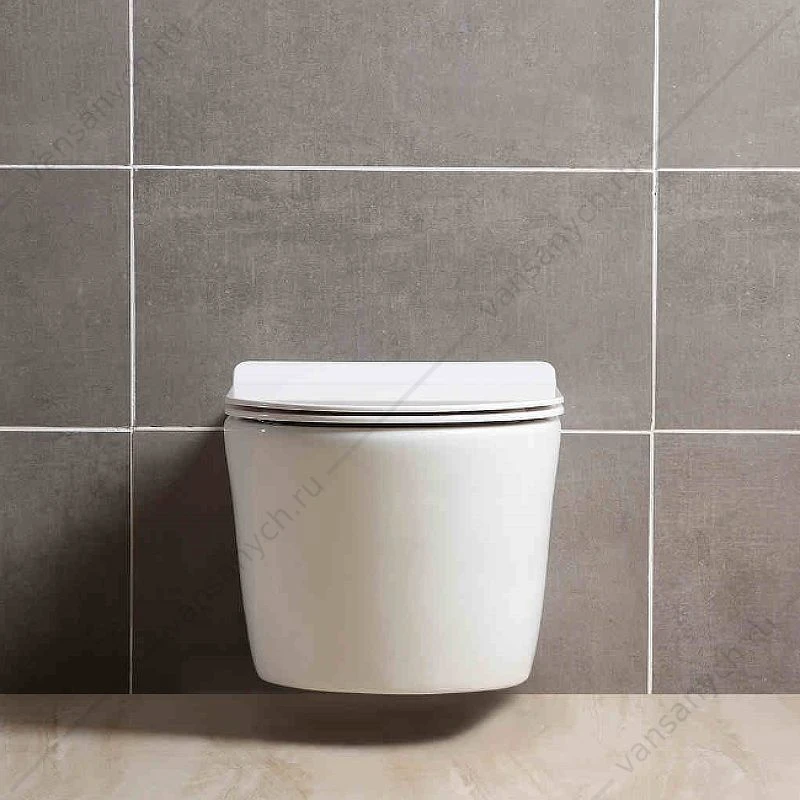 Унитаз безободковый подвесной ОБЕРОН, тонкое сиденье микролифт, AQ1363W-00