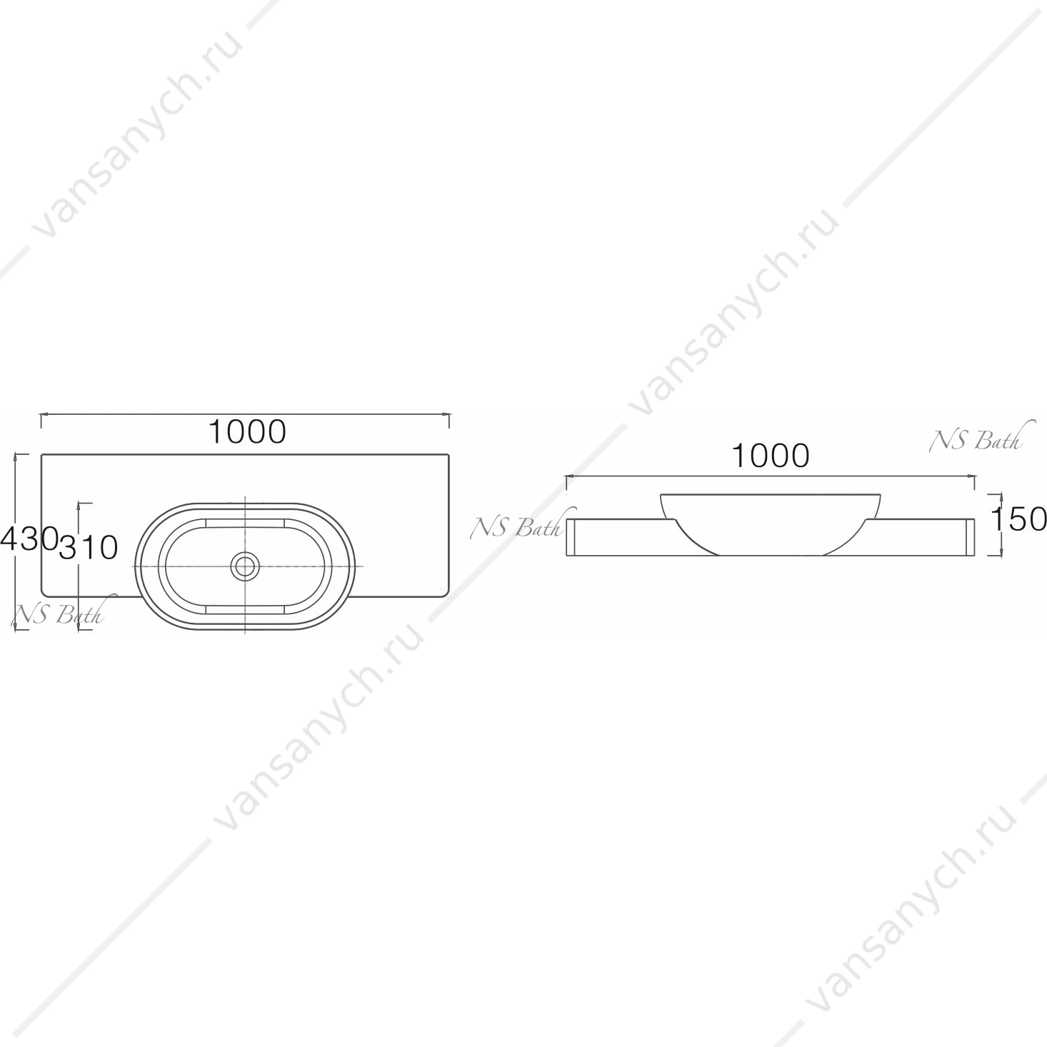 Раковина 100х43 NS Bath NSS-1043