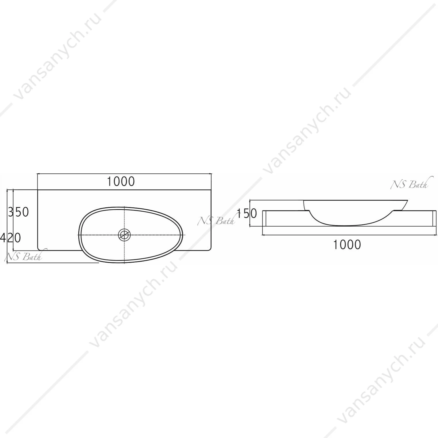 Раковина 100х50 NS Bath NSS-1050