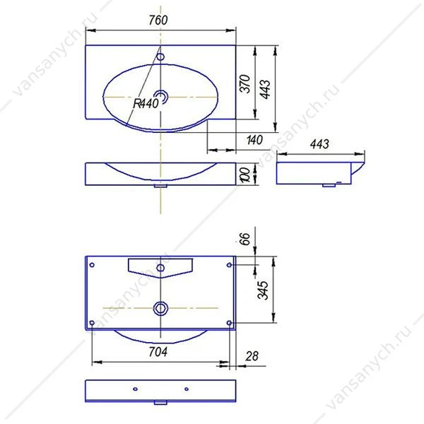 Умывальник Signo 76 F01/Infinity 76