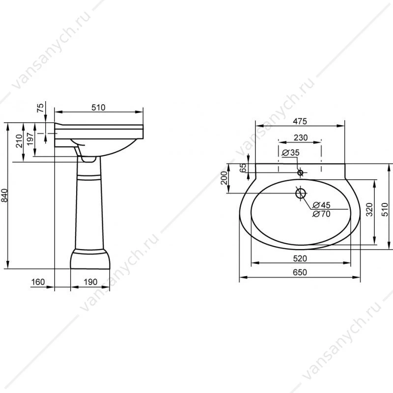 Пьедестал для раковины CEZARES PRIMO CZR-435-T
