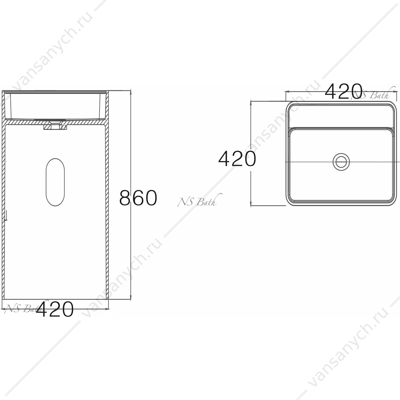 Раковина 42х42 напольная NS Bath NSF-4242