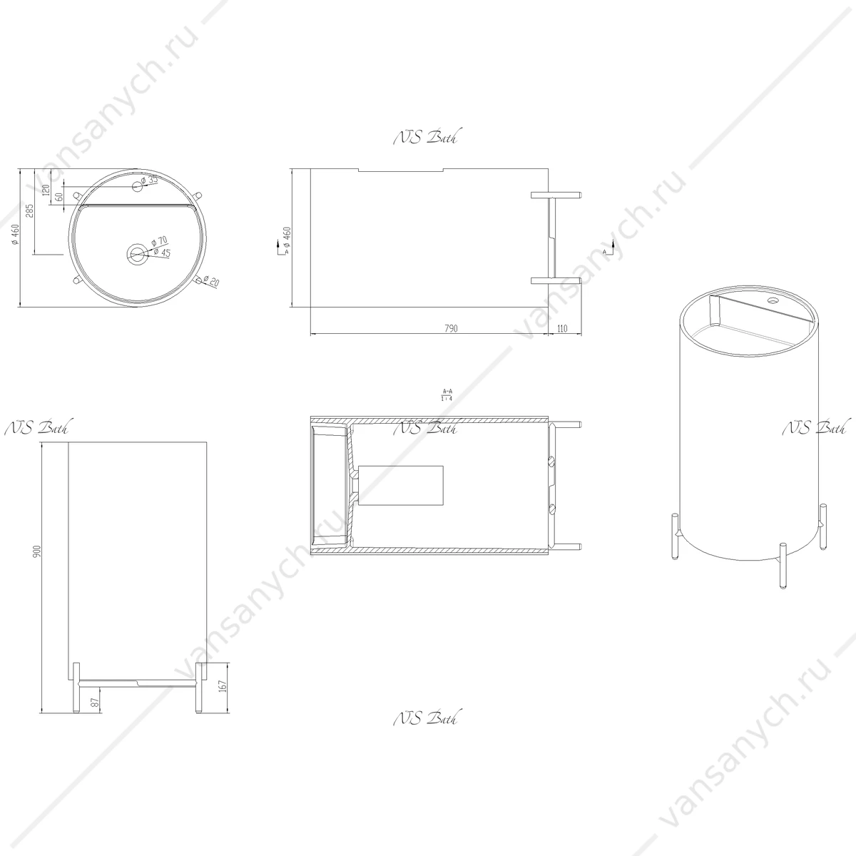 Раковина 46х46 напольная NS Bath NSF-46462
