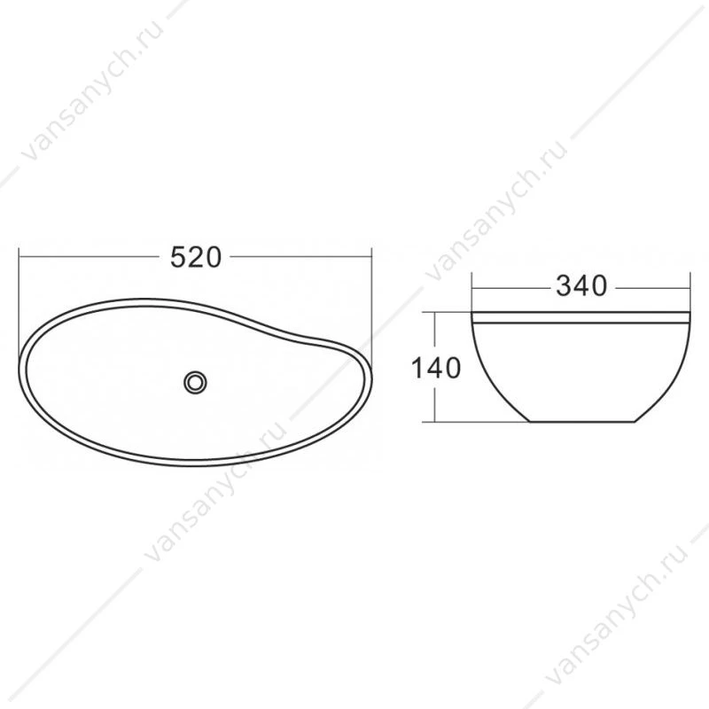 Раковина 52х34 накладная овальная BELBAGNO BB1362 белый
