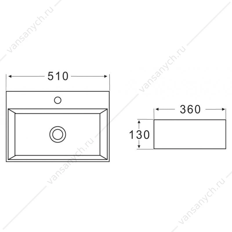 Раковина 51х36 накладная BELBAGNO BB1340 белый