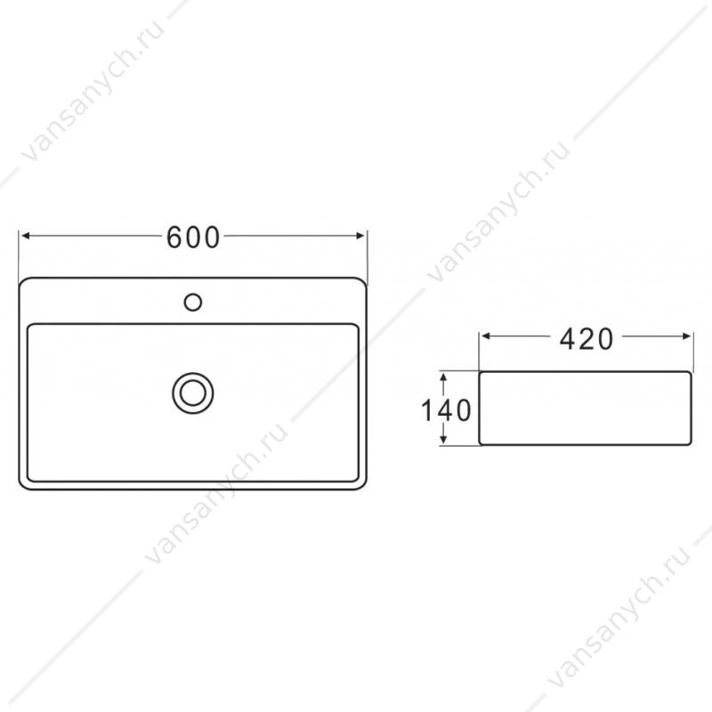 Раковина 60х42 накладная BELBAGNO BB1338 белый