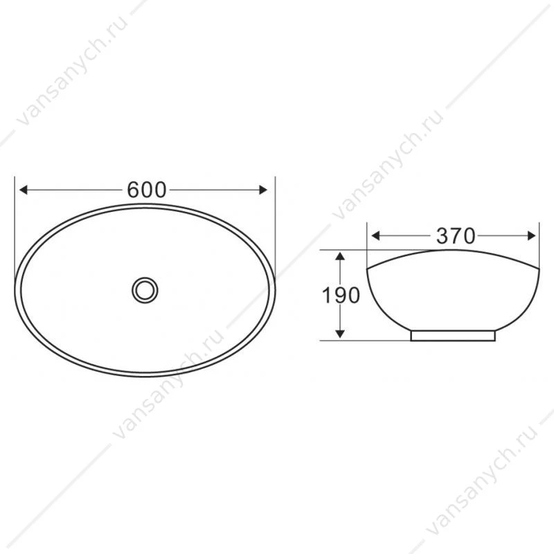 Раковина 60х37 накладная овальная BELBAGNO BB1087 белый