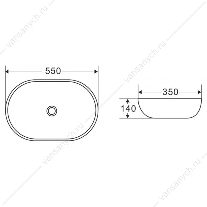 Раковина 55х35 накладная овальная BELBAGNO BB1048 белый