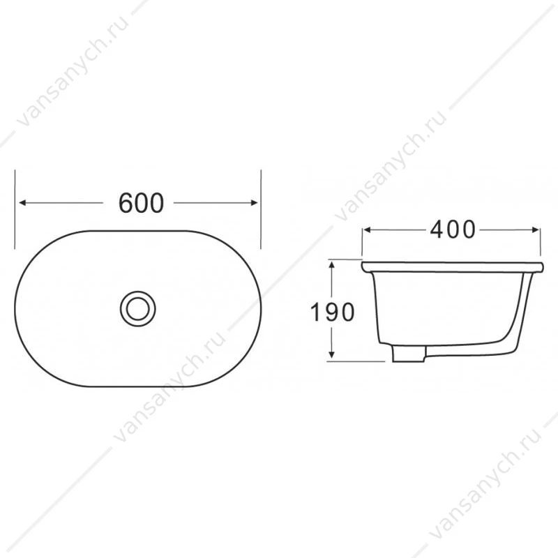 Раковина 60х40 накладная BELBAGNO BB1004 белый