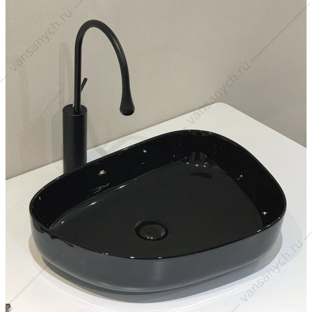 Раковина 55х40 накладная чёрная BELBAGNO BB1435-NERO черный