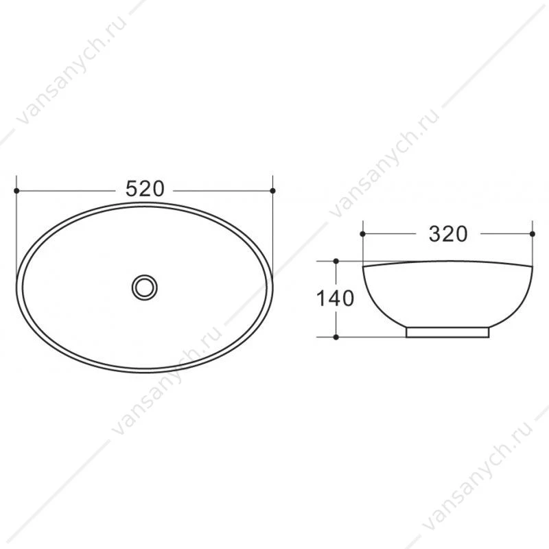 Раковина 52х32 накладная BELBAGNO BB1147 белый