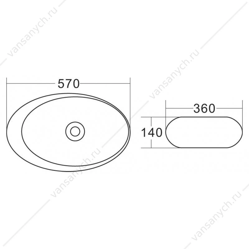 Раковина 57х36 накладная овальная BELBAGNO BB1396 белый