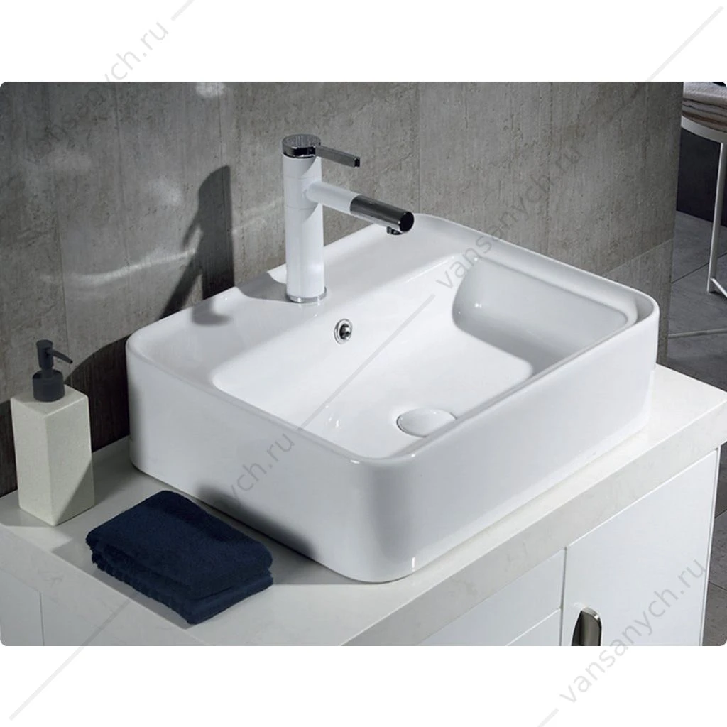 Раковина 52х42 накладная прямоугольная BELBAGNO BB1367 белый