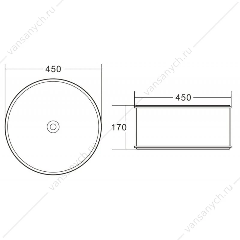 Раковина 45х45 накладная круглая BELBAGNO BB1383 белый