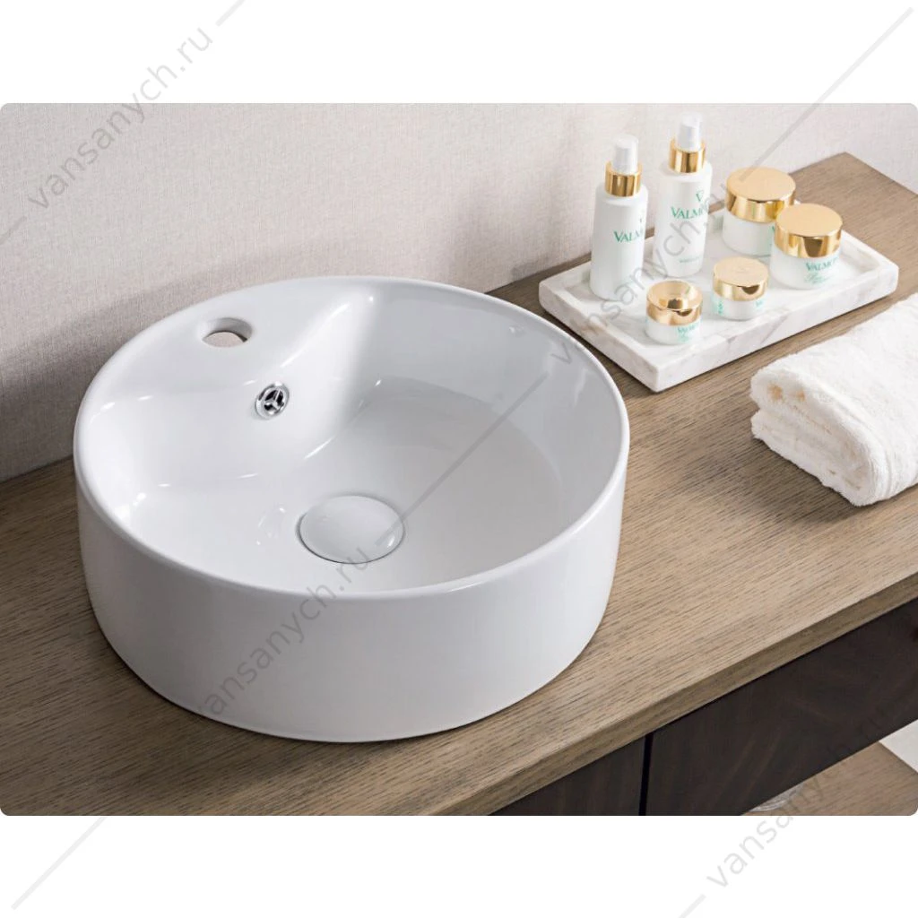 Раковина 37х37 накладная круглая BELBAGNO BB1400 белый
