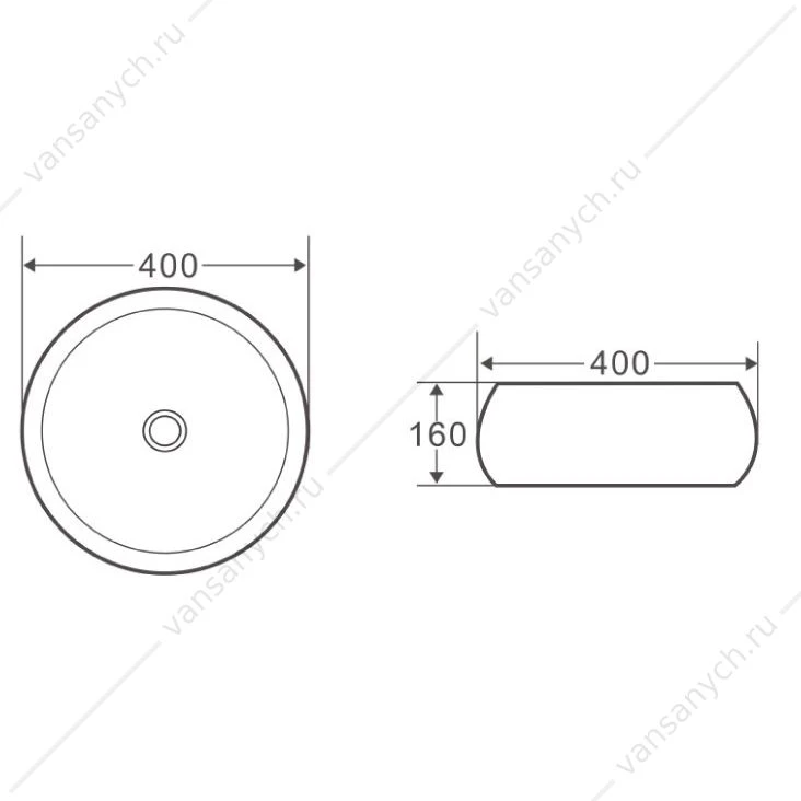 Раковина 40х40 накладная круглая BELBAGNO BB1065 белый