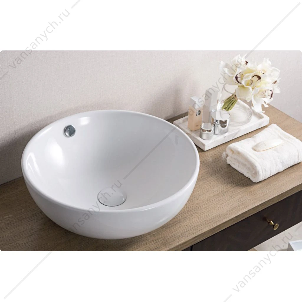 Раковина 43х43 накладная круглая BELBAGNO BB1077 белый