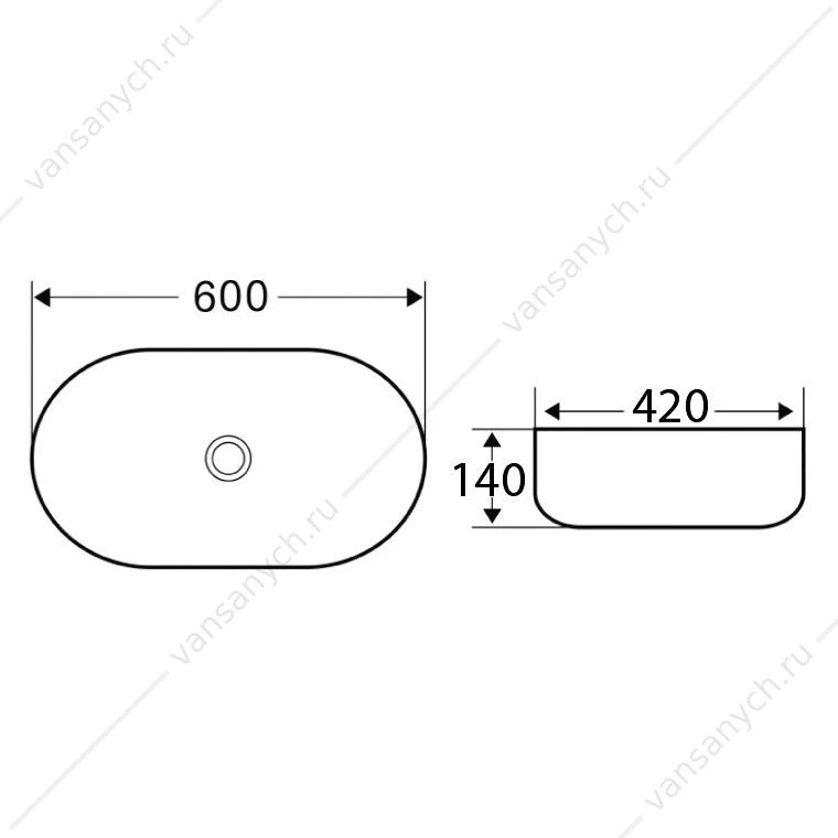 Раковина 60х42 накладная BELBAGNO BB1084 белый