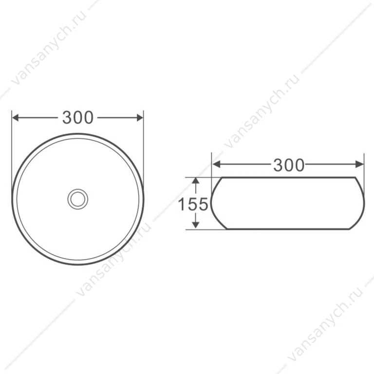 Раковина 30х30 накладная круглая BELBAGNO BB1114 белый