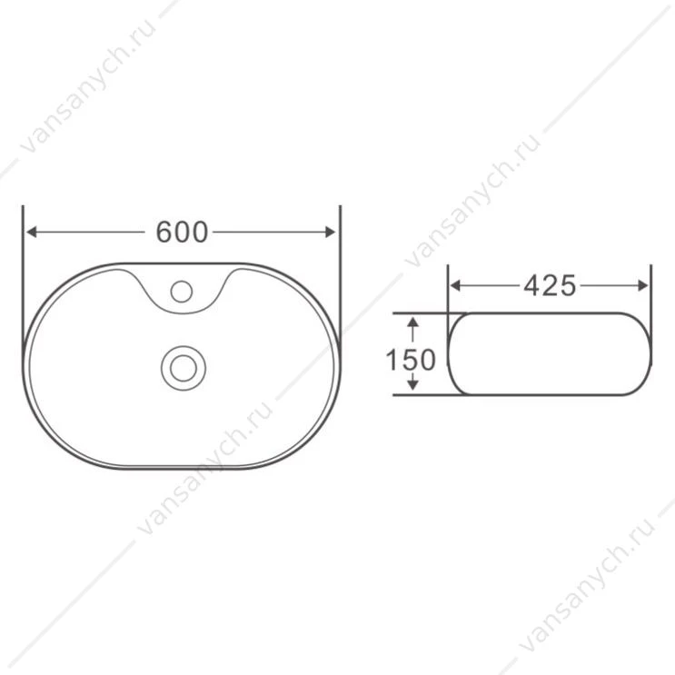 Раковина 60х43 накладная BELBAGNO BB1151 белый