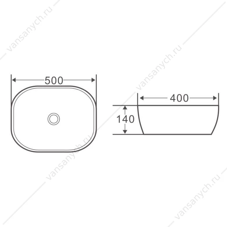Раковина 50х40 накладная BELBAGNO BB1302 белый