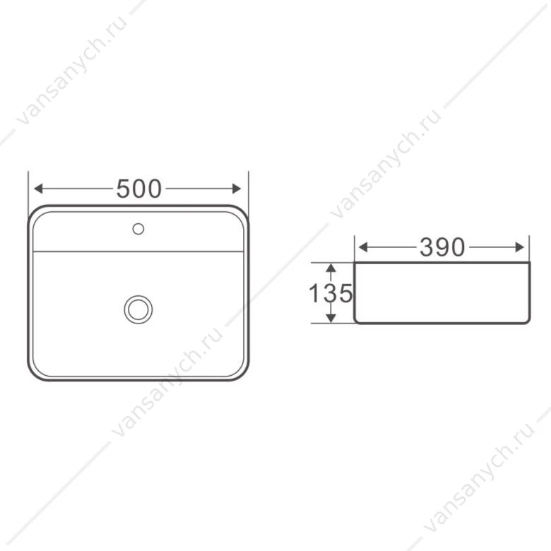 Раковина 50х39 накладная BELBAGNO BB1321 белый