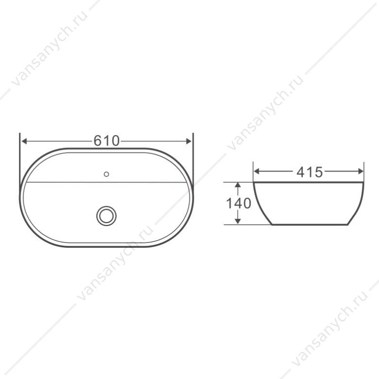 Раковина 61х42 накладная BELBAGNO BB1346 белый