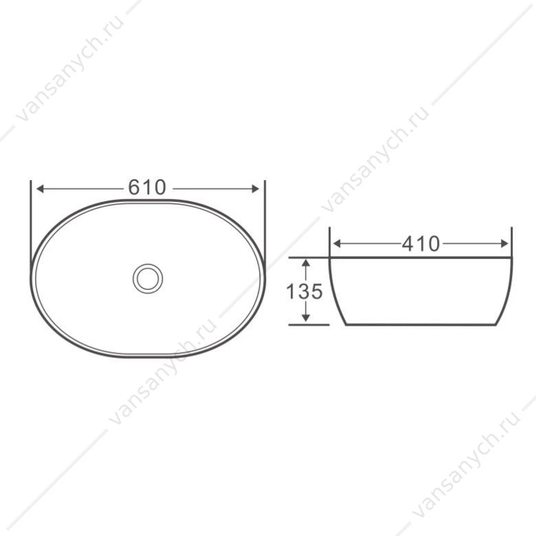 Раковина 61х41 накладная BELBAGNO BB1348 белый