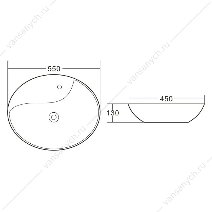 Раковина 55х45 накладная BELBAGNO BB1370 белый