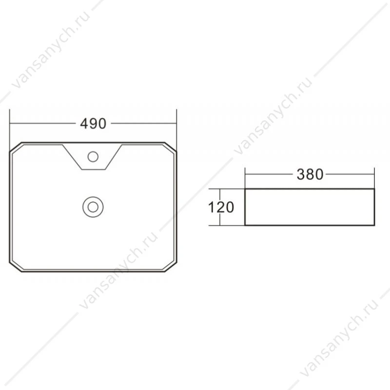 Раковина 49х38 накладная BELBAGNO BB1387 белый
