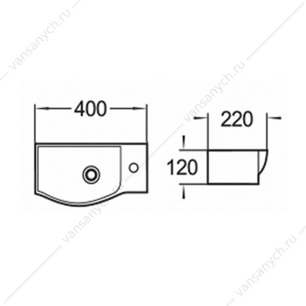 Раковина 40х22 COMFORTY 40см 7947AL левая