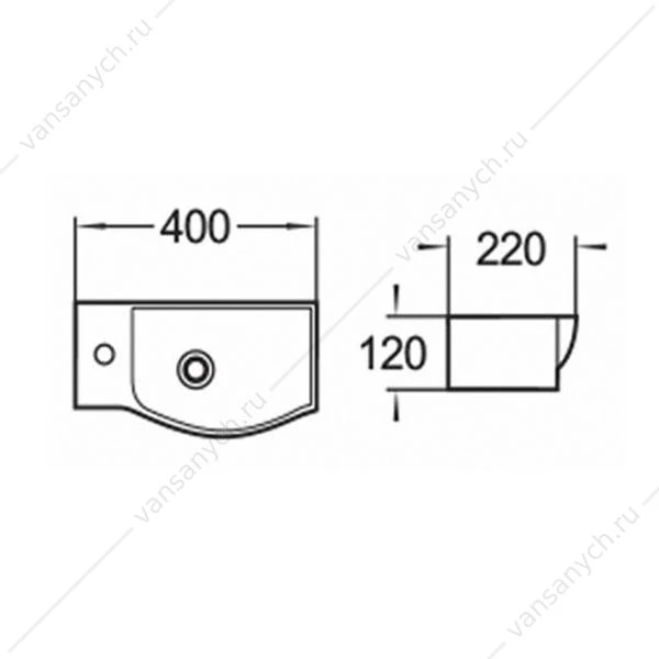 Раковина 40х22 COMFORTY 40см 7947AR правая