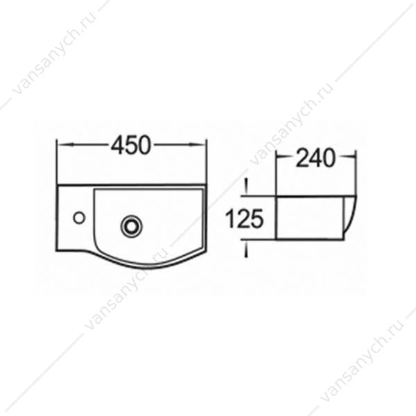 Раковина 45х24 COMFORTY 45см 7947BR правая