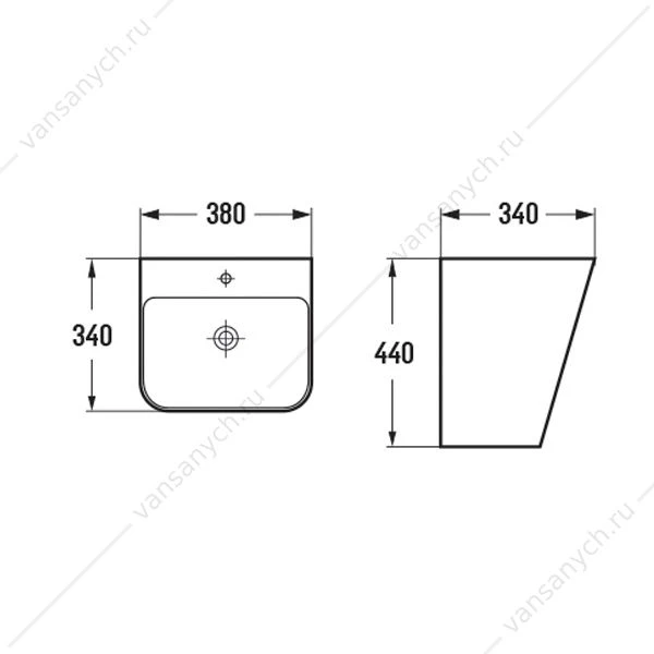 Раковина 38х34 моноблок подвесная COMFORTY 500Q белый