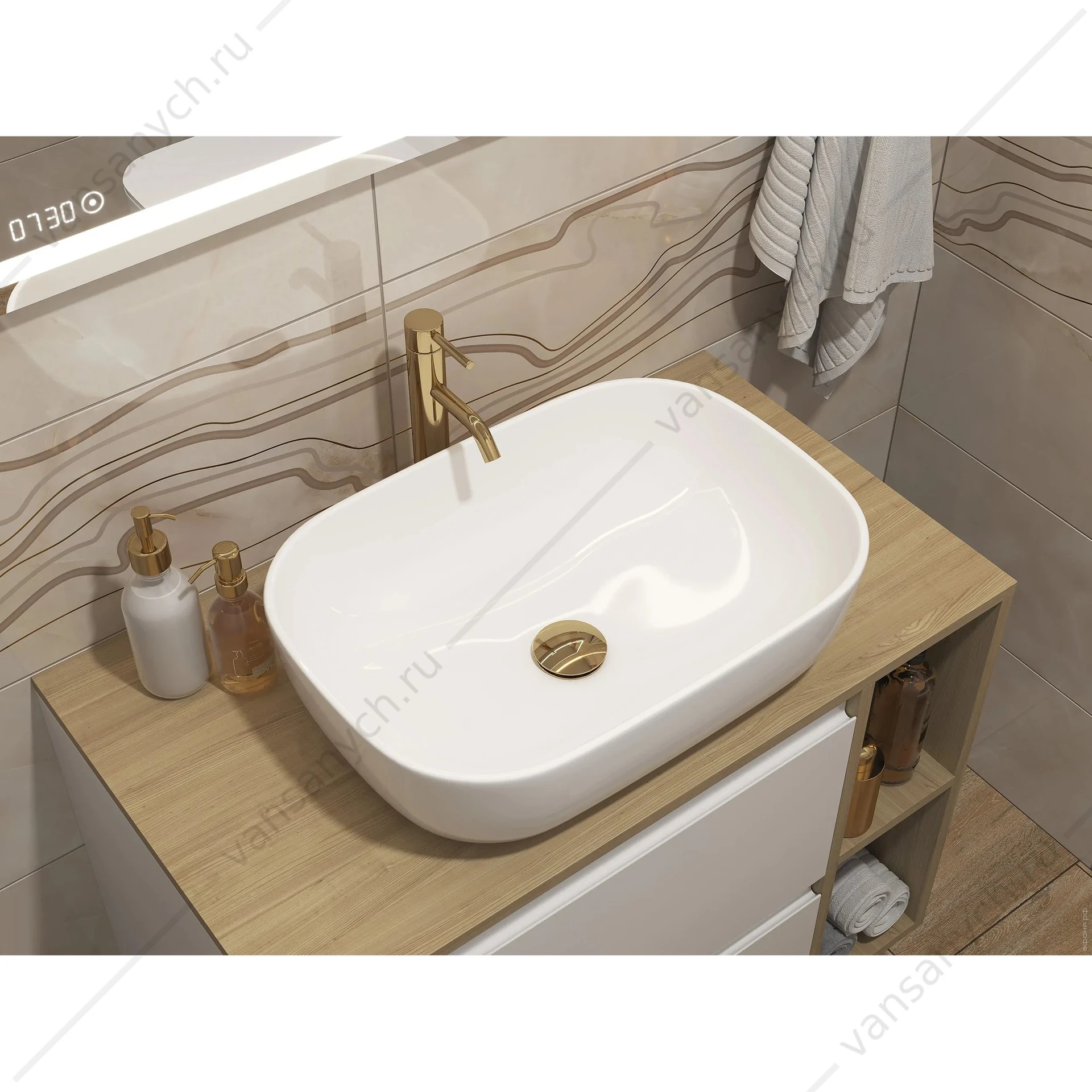 Раковина 50х36 на столешницу Cersanit MODUO 50 SQUARE, 63570