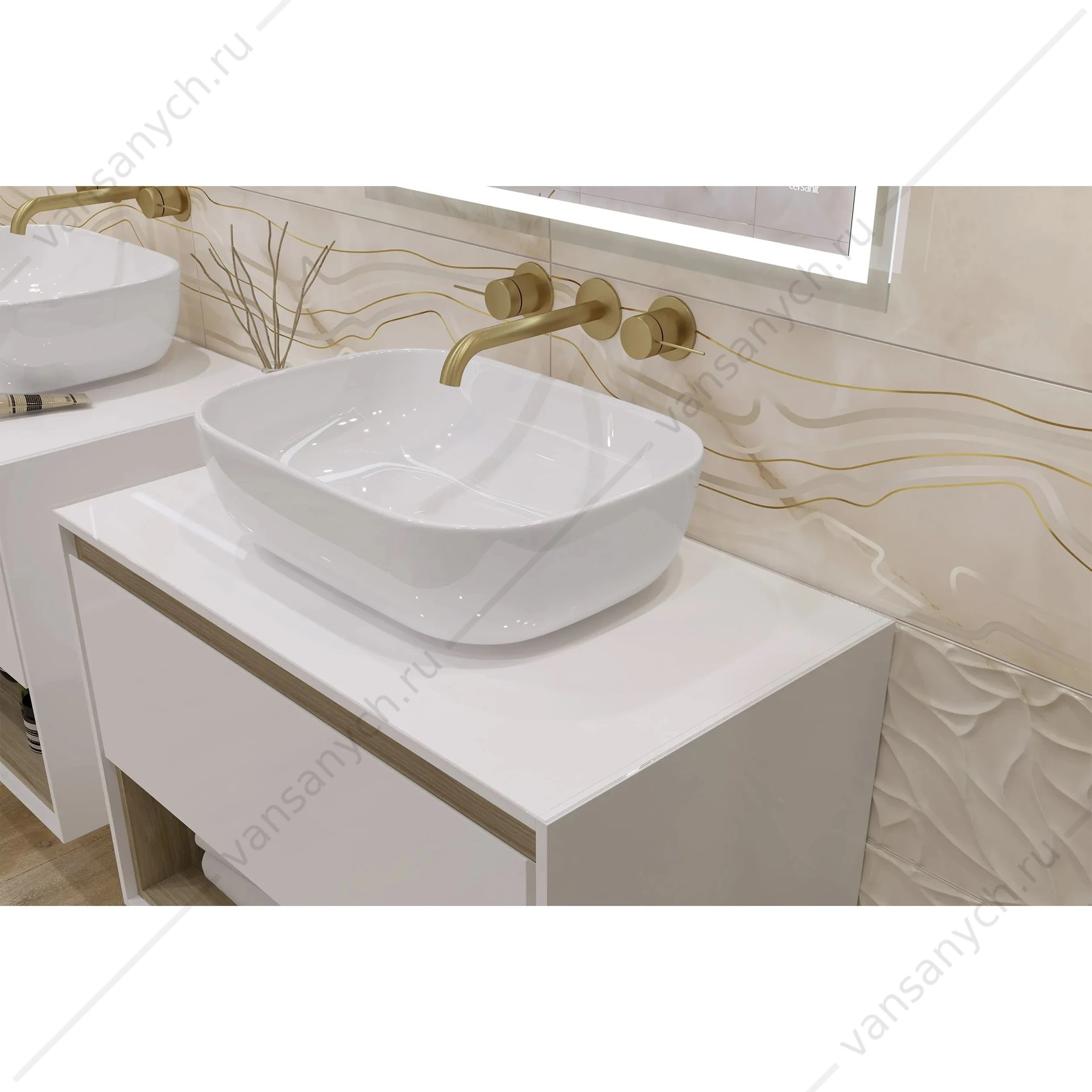Раковина 50х36 на столешницу Cersanit MODUO 50 SQUARE, 63570