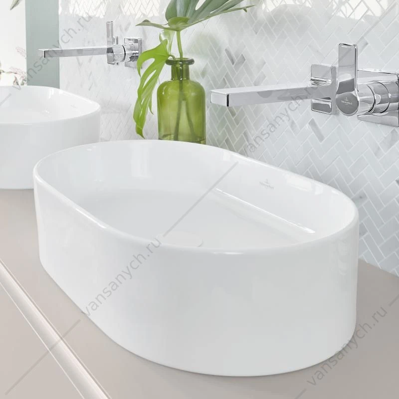 Раковина 56х36 накладная, Villeroy & Boch COLLARO, без перелива, TitanCeram, белый 4A195601