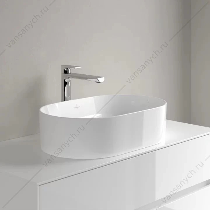 Раковина 56х36 накладная, Villeroy & Boch COLLARO, без перелива, TitanCeram, белый 4A195601