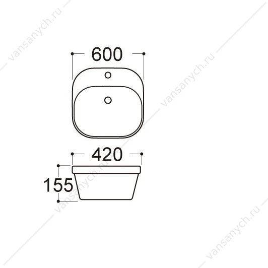 Раковина 50х42 накладная Aquatek Амадео белая AQ5042-00