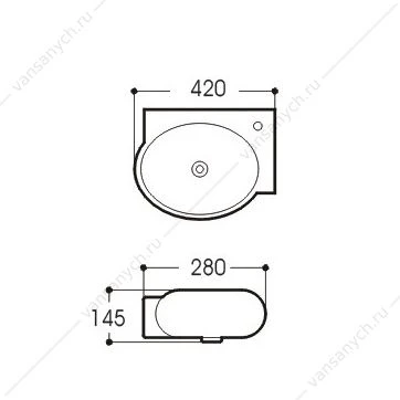 Раковина 42х28 Aquatek белая подвесная AQ5304-00 правая