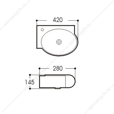 Раковина 42х28 Aquatek белая подвесная AQ5303-00 левая