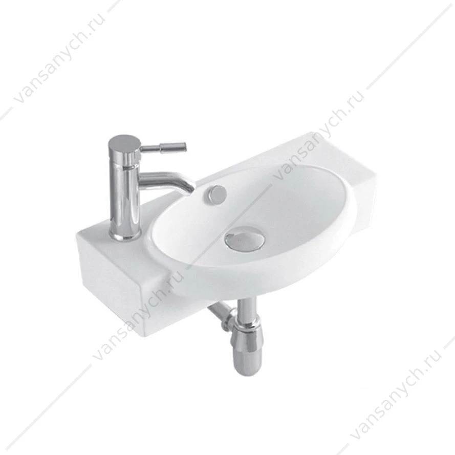 Раковина 51х27,5 Aquatek слив слева, белая подвесная AQ5329-00