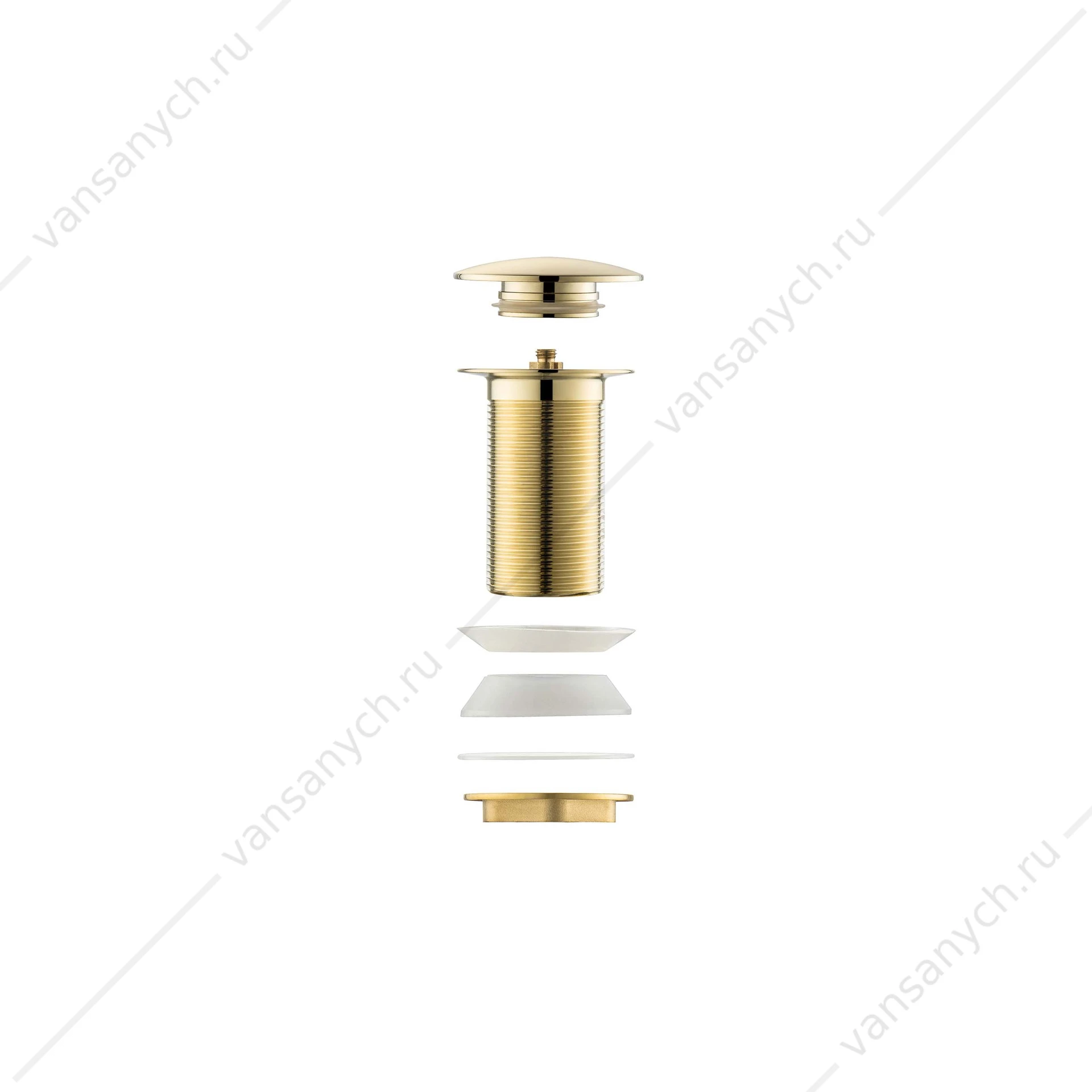 Донный клапан для раковины Push-open без перелива AQUATEK, полир. золото, AQ6003PG