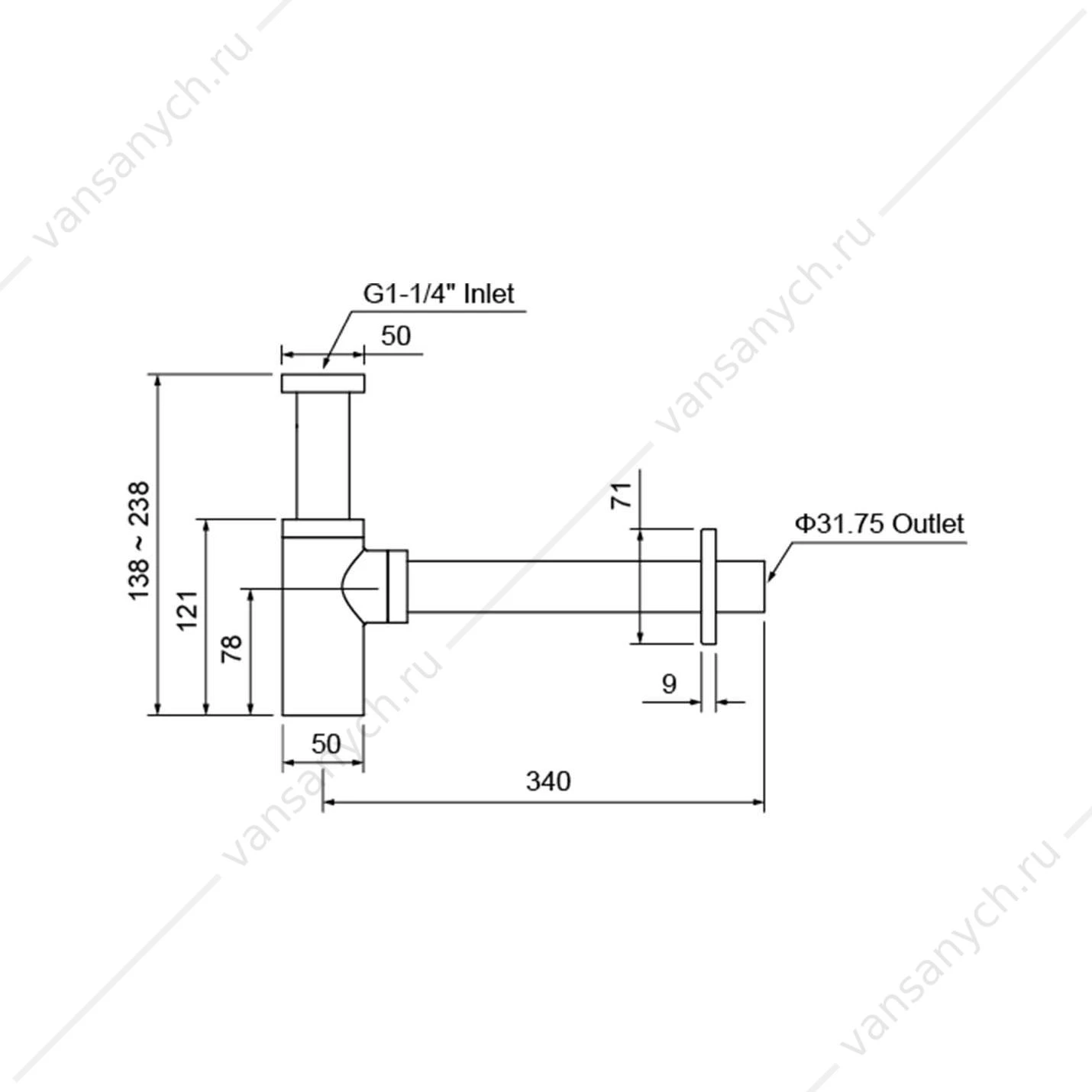 Сифон для раковины AQUATEK, полир. золото, AQ6012PG