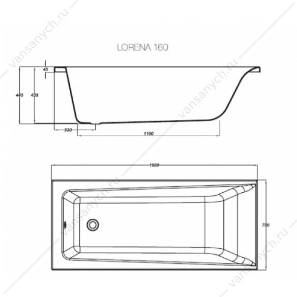 Ванна 160х70 акриловая Lorena 63322