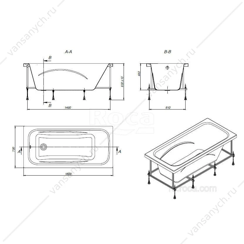 Ванна 160х70 акриловая Line прямоугольная ZRU9302985