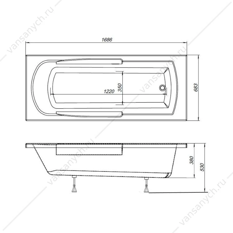 Ванна 170х70 на каркасе акриловая Aquanet Extra