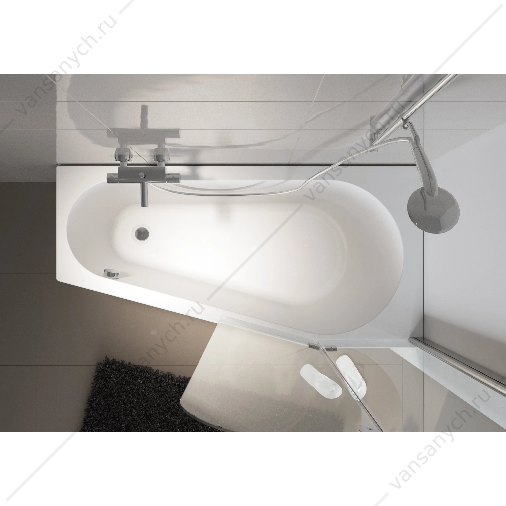 Ванна 160x80 акриловая RIHO DELTA, R асимметричная, BB8200500000000